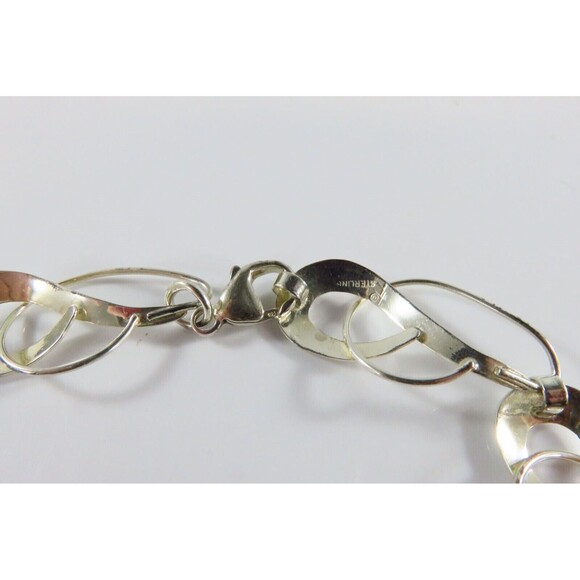 18" Sterling Silver Designer Style Fancy Twisted Metal Link Necklace Sterling TT - Picture 9 of 15